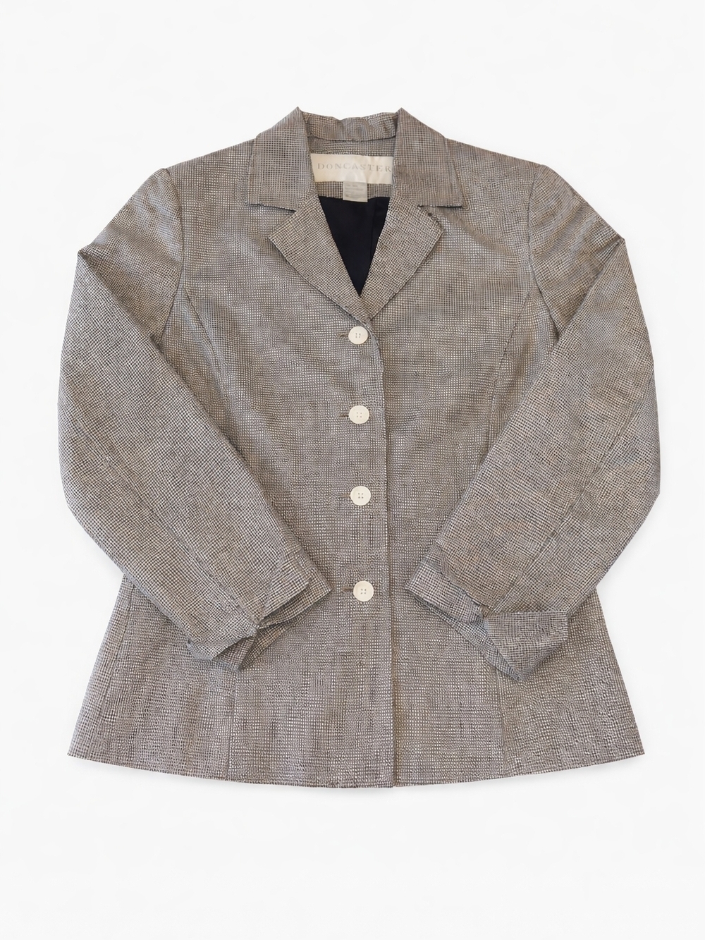 Doncaster 100% Silk Houndstooth Blazer Tailored Career Jacket